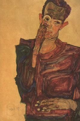 Egon Schiele Self-Portrait with Hand to Cheek (mk12) Norge oil painting art